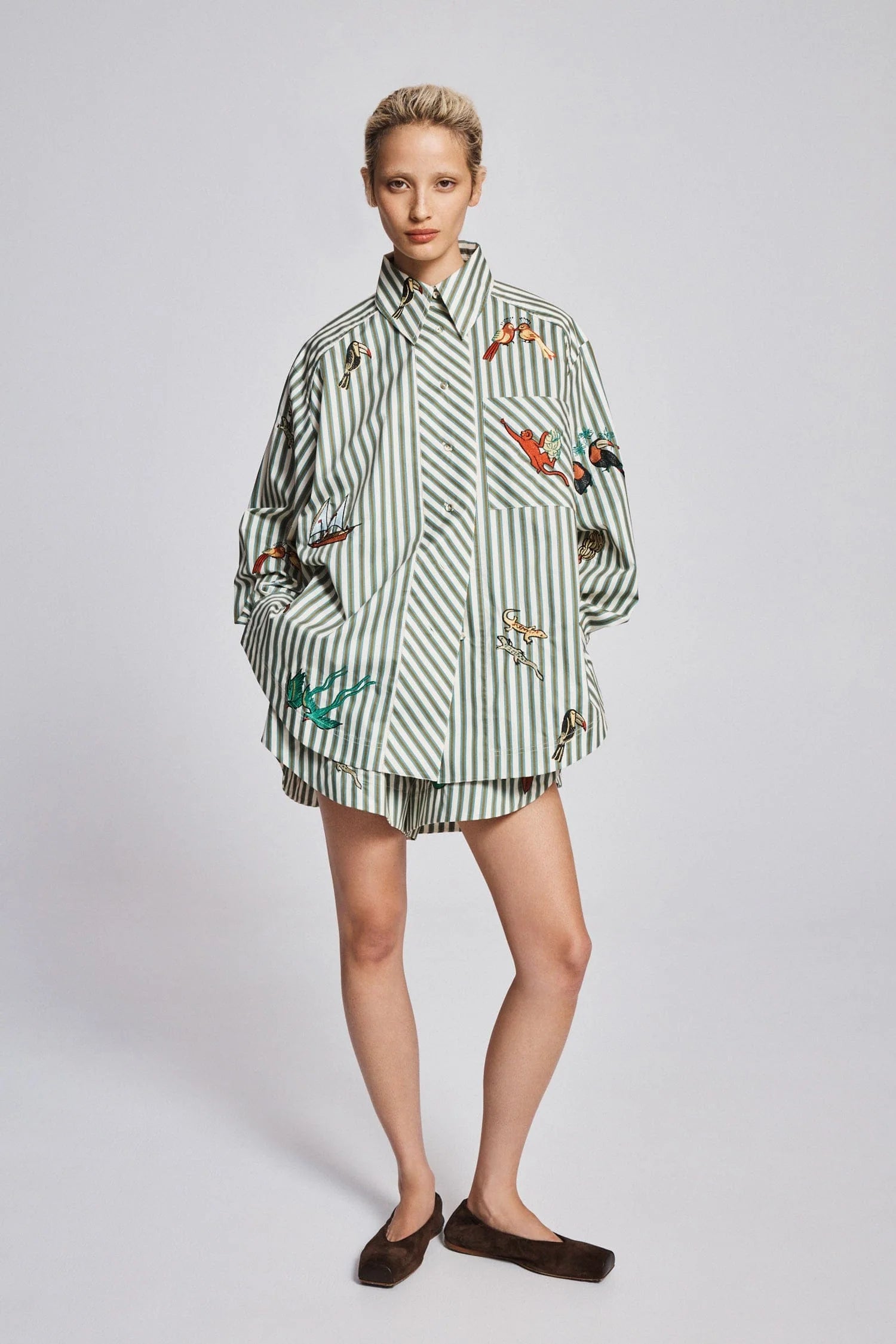 Bisou Embroidered Long Sleeve Shirt Alemais