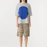 Slouch Dot Tee In Grey Marle Cobalt