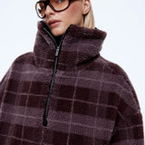 Winnie 1/4 Zip in Burgundy Check