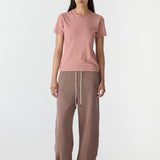 Fleece Barrel Leg Pant in Brown