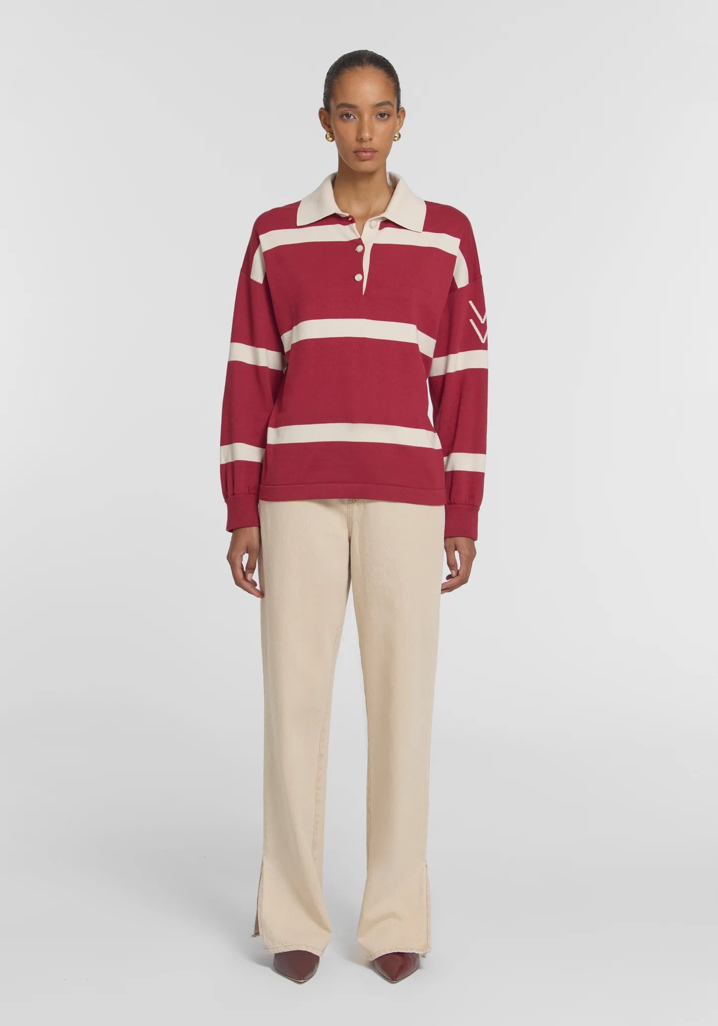 Rival Polo Knit in Red Stripe Viktoria + Woods