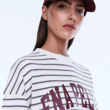 Maeve Relaxed Tee in Burgundy Stripe