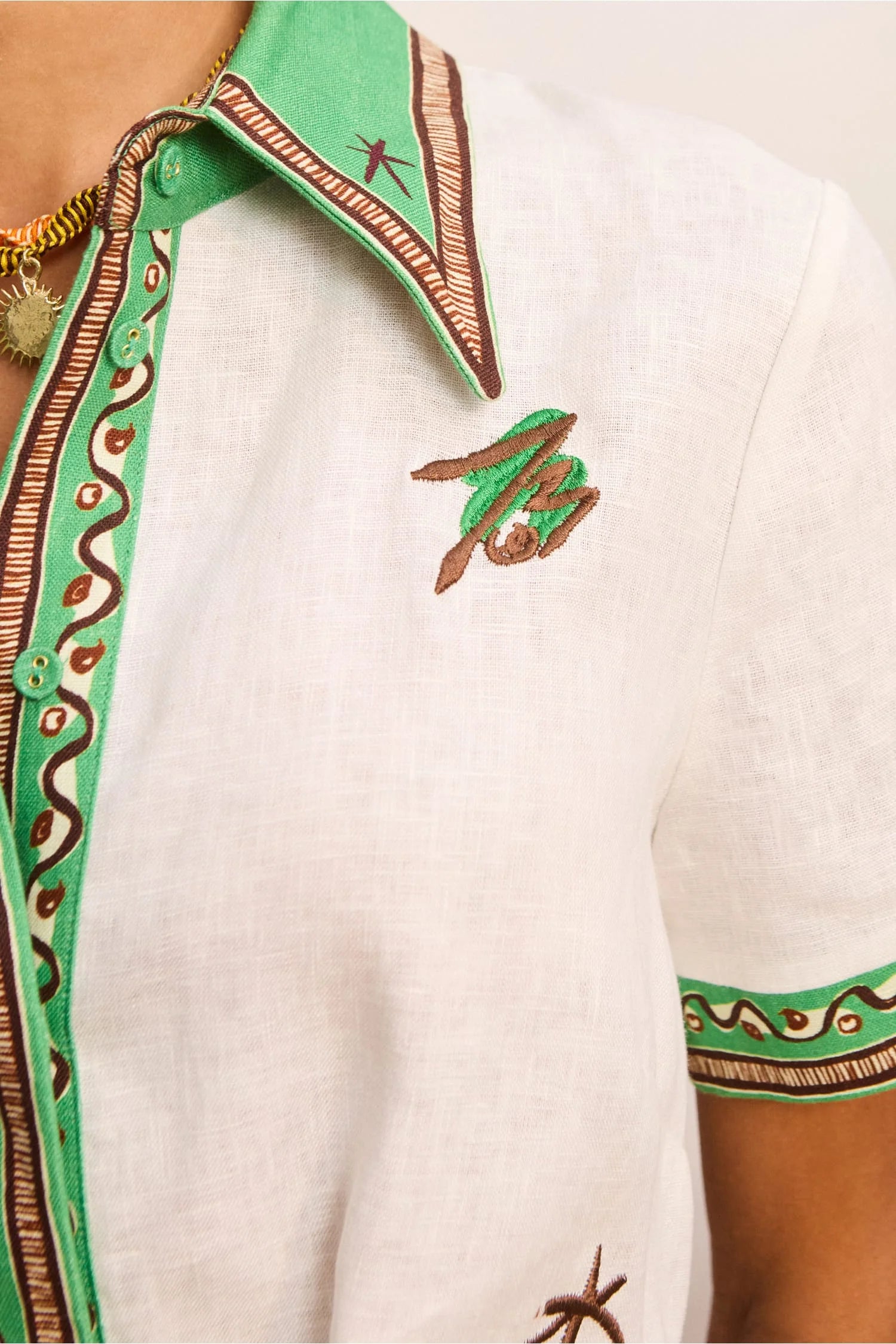 Wanda Embroidered Shirt Dress in Ivory Alemais