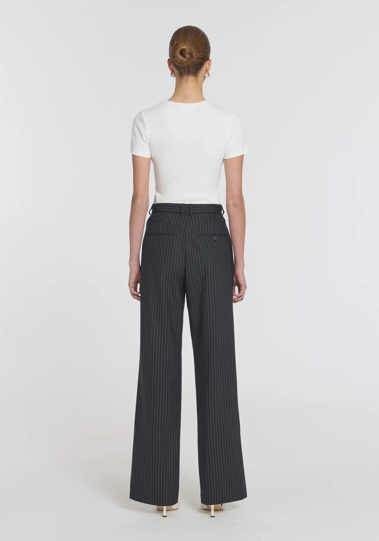 Thorpe Trouser in Black Pinstripe Viktoria + Woods