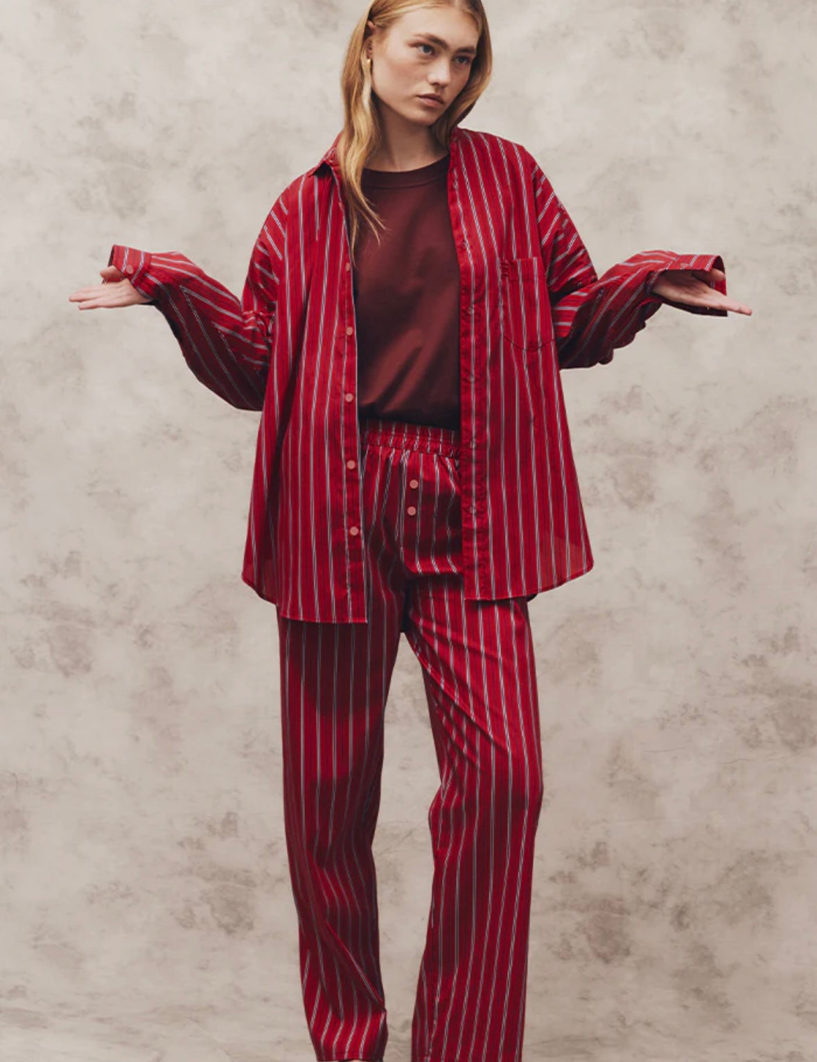 Red stripe shirt by blanca at clothlifestyle boutique 