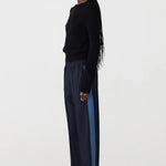 Twill Stripe Detail Pant in Ink and Marine Blue Bassike