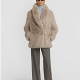 Montana Coat in Oat Faux Fur
