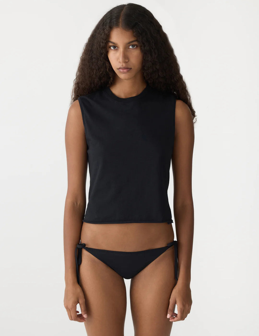Raw Edge Baby Tank in Black BASSIKE
