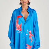 Long Sleeve Oversized Shirt in Blue