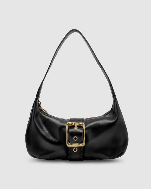 black shoulder bag with old buckle