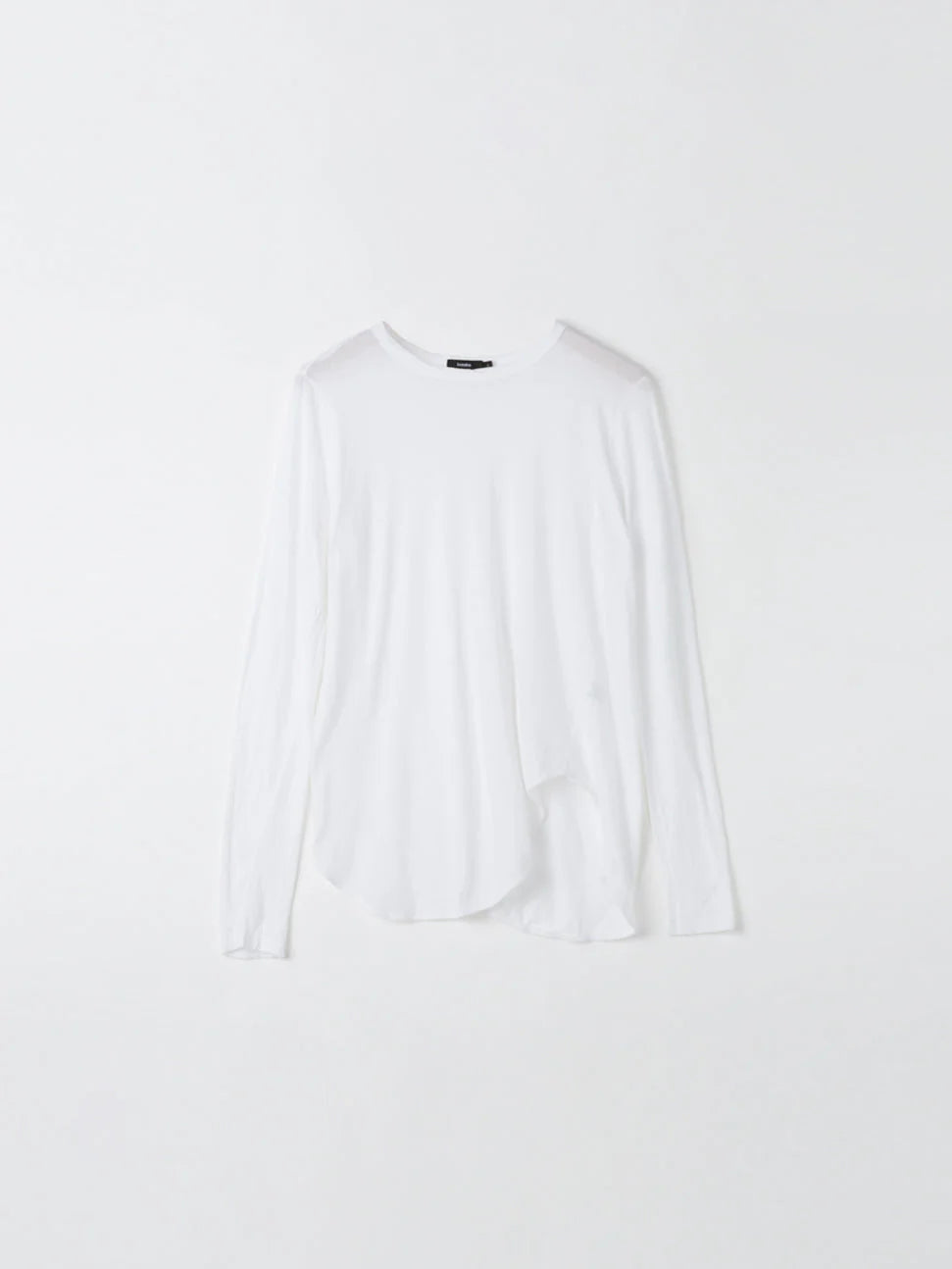 Regular Scoop Hem Long Sleeve T-shirt in White