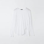 Regular Scoop Hem Long Sleeve T-shirt in White