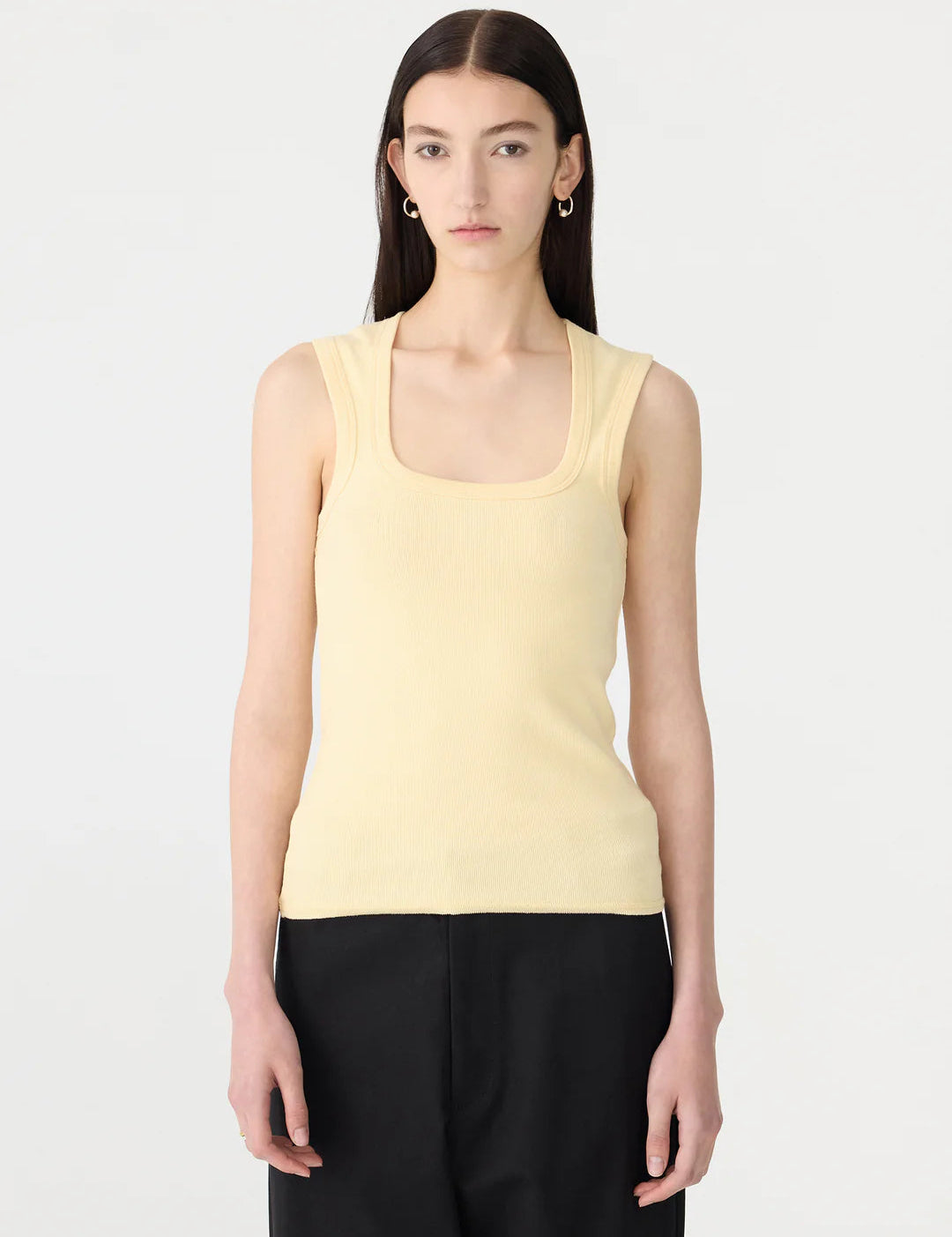 Low Scooped Rib Tank in Yellow Bassike