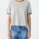 Layered Neck T-Shirt in GreyMarl/Blue BASSIKE