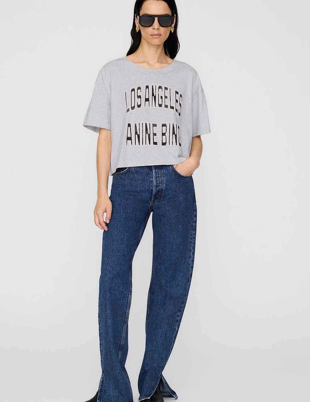 Johnny Cropped Tee in Grey - Cloth Lifestyle Boutique- Anine Bing