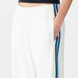 Double Stripe Wide Leg Pant in  White