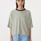 Stripe Boxy Pocket T.Shirt in Green and Blue