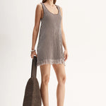 Alessandra Mini Knit Dress Chocolate Stripe Elka Collective