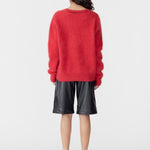 Deep V Textured Knit in Red BASSIKE
