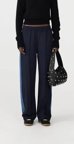 Navy pant with blue stripe by bassike at clothlifestyle boutique 