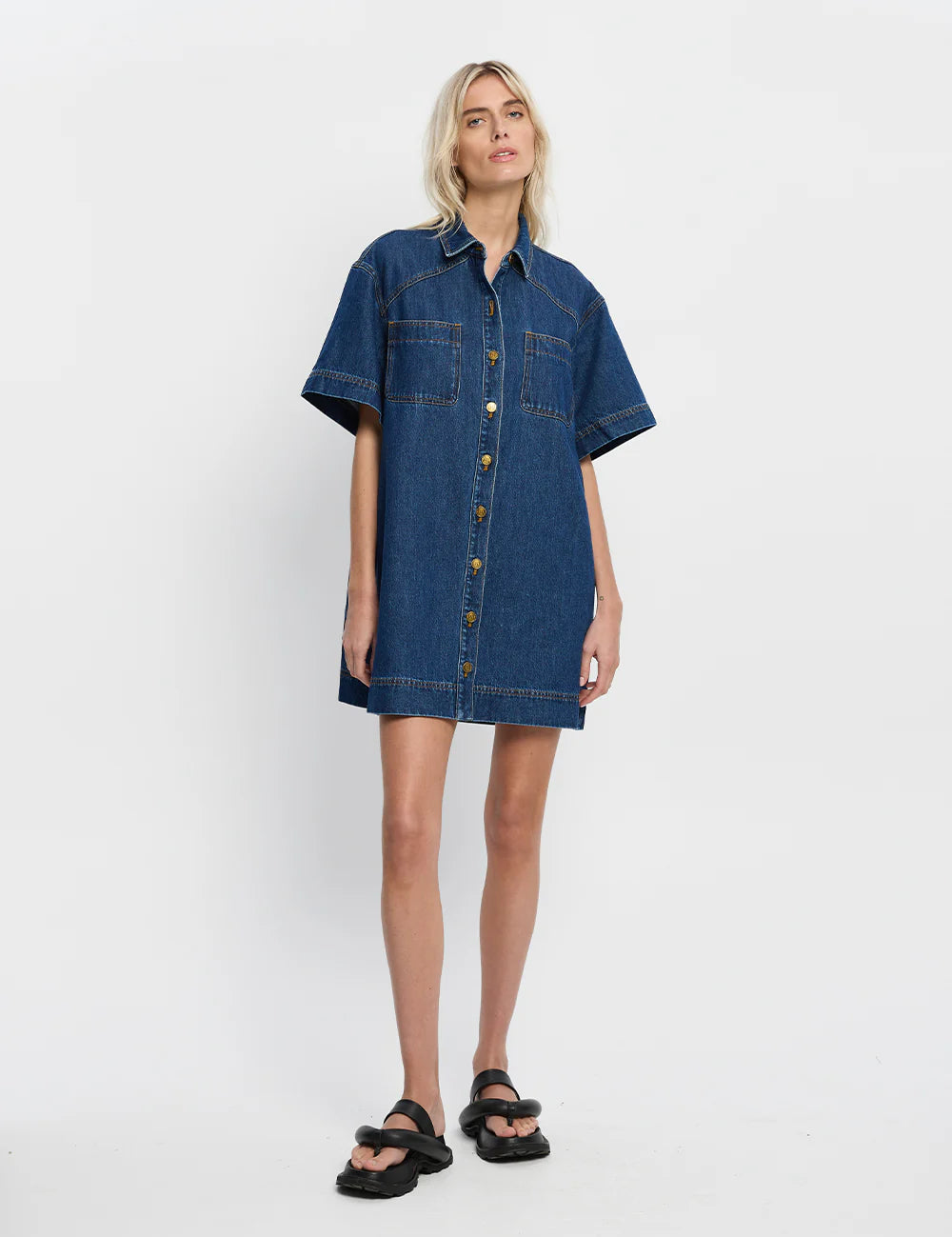 Denim mini shirt dress clothlifestyleboutique