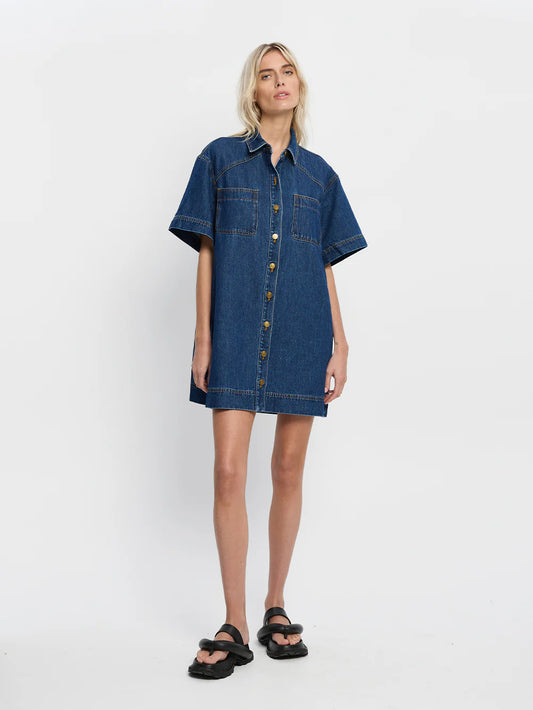 Denim mini shirt dress clothlifestyleboutique