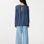 Long Sleeve Circle Top in Midnight Blue Bassike