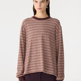 Stripe Slouch L/S Top in Plum