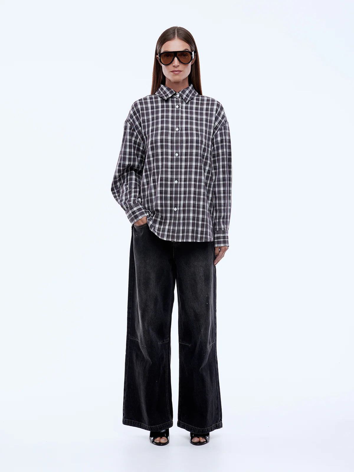 Gigi Check Shirt in Charcoal Ena Pelly