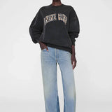 Miles Oversized Sweatshirt in Washed Black and Leopard