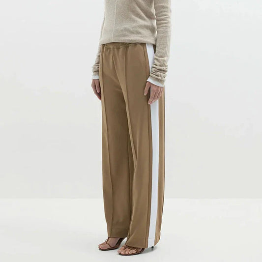 Twill Stripe Detail Pant in Tan/White