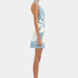 Lilou Halter Mini Dress in Liora Blue Sir.