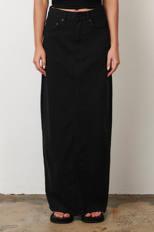 Hudson Maxi Skirt in Overdyed Black by Bayse Brand