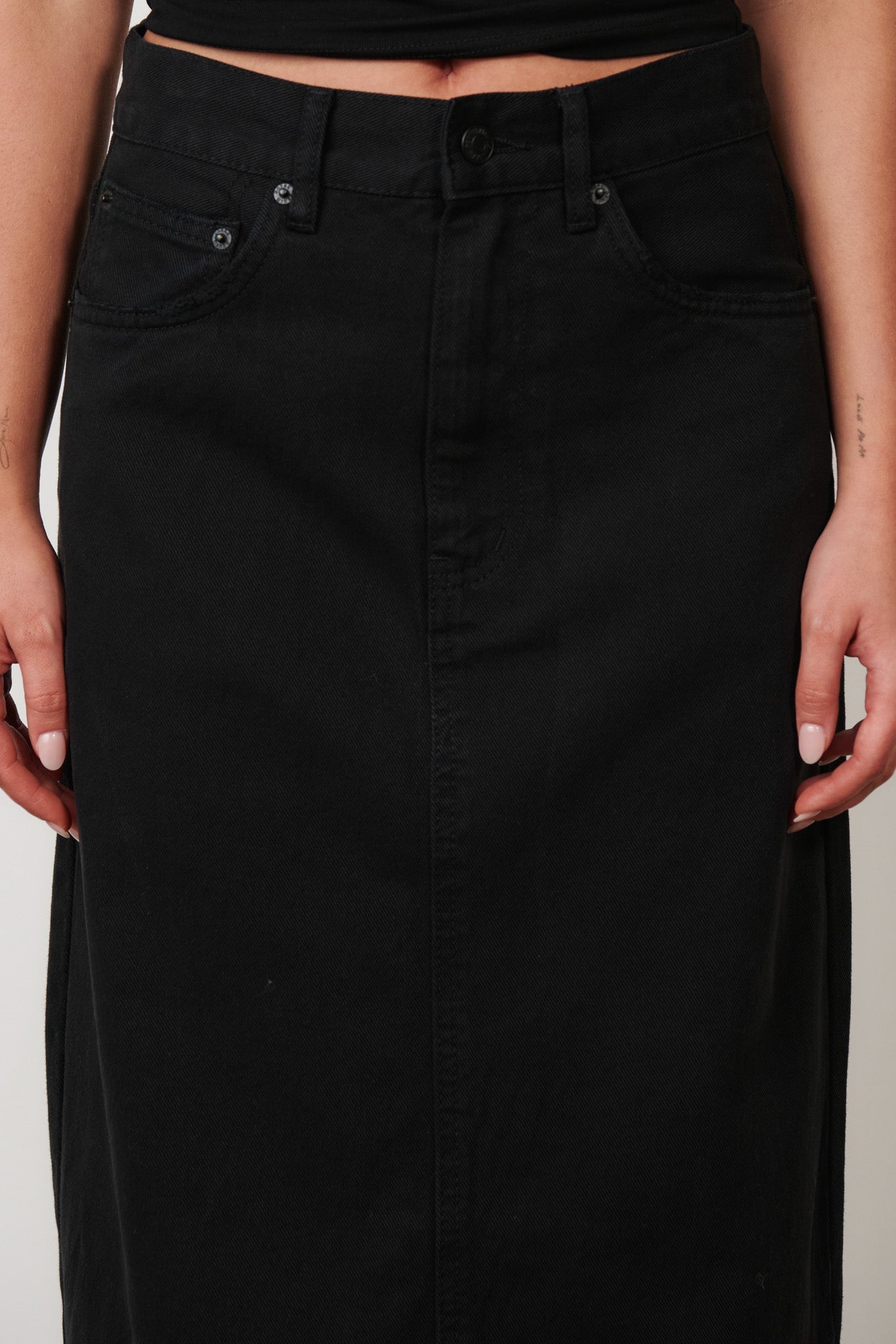 Hudson Maxi Skirt in Overdyed Black by Bayse Brand