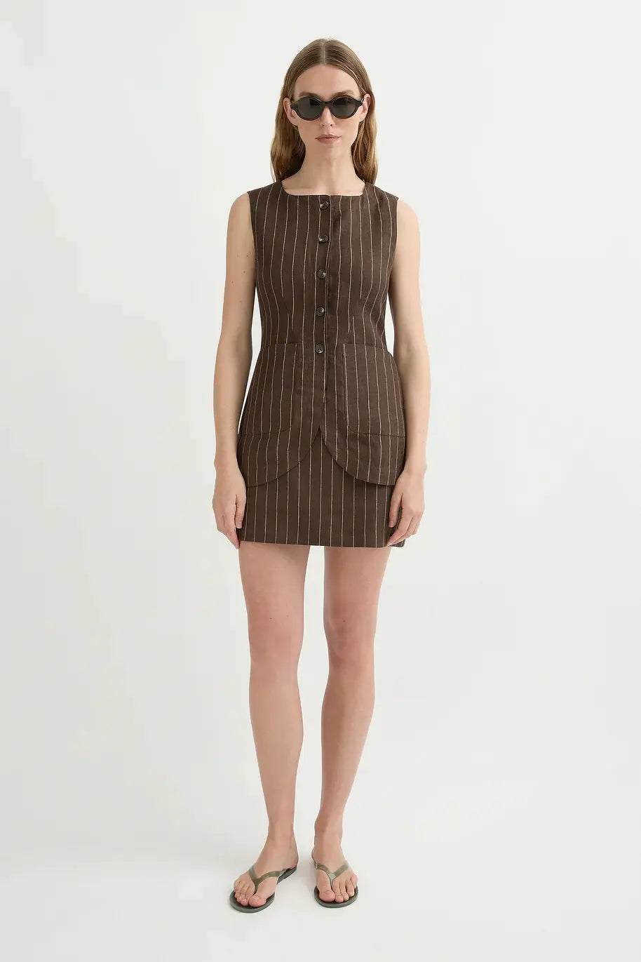 Emma Vest in Chocolate Pinstripe Posse