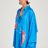 Long Sleeve Oversized Shirt in Blue