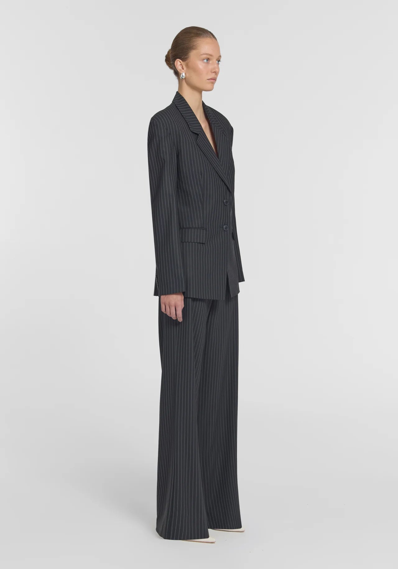 Michigan Blazer in Black Pinstripe Cloth Lifestyle Boutique