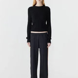 Twill Striped Detail Pant in Black and Argan