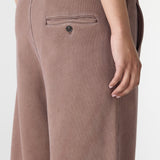 Fleece Barrel Leg Pant in Brown