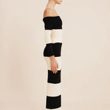 Theo Off The Shoulder Dress - Black Stripe