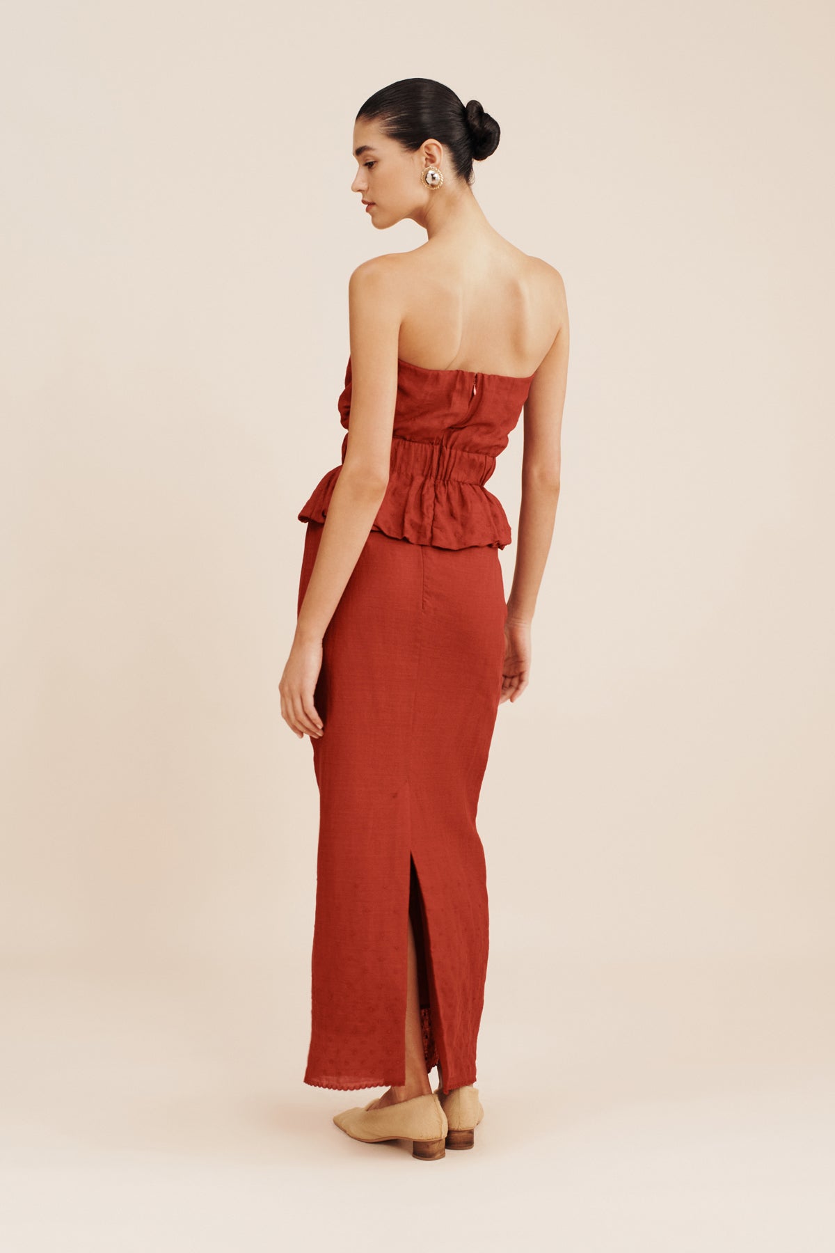 aurelia top in merlot red posse strapless