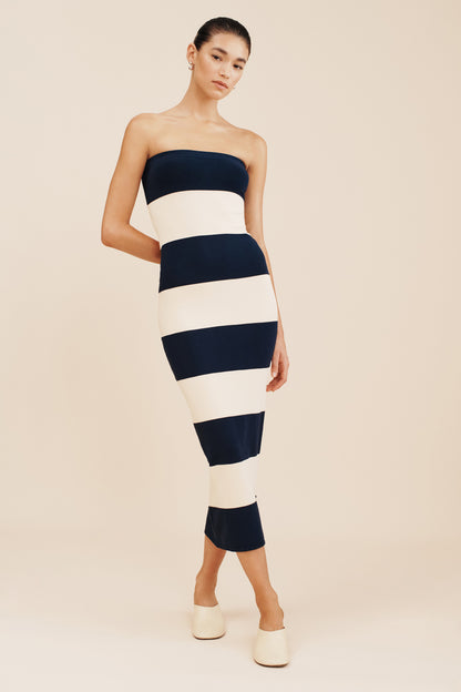 Theo Strapless Dress in Ink/Cream