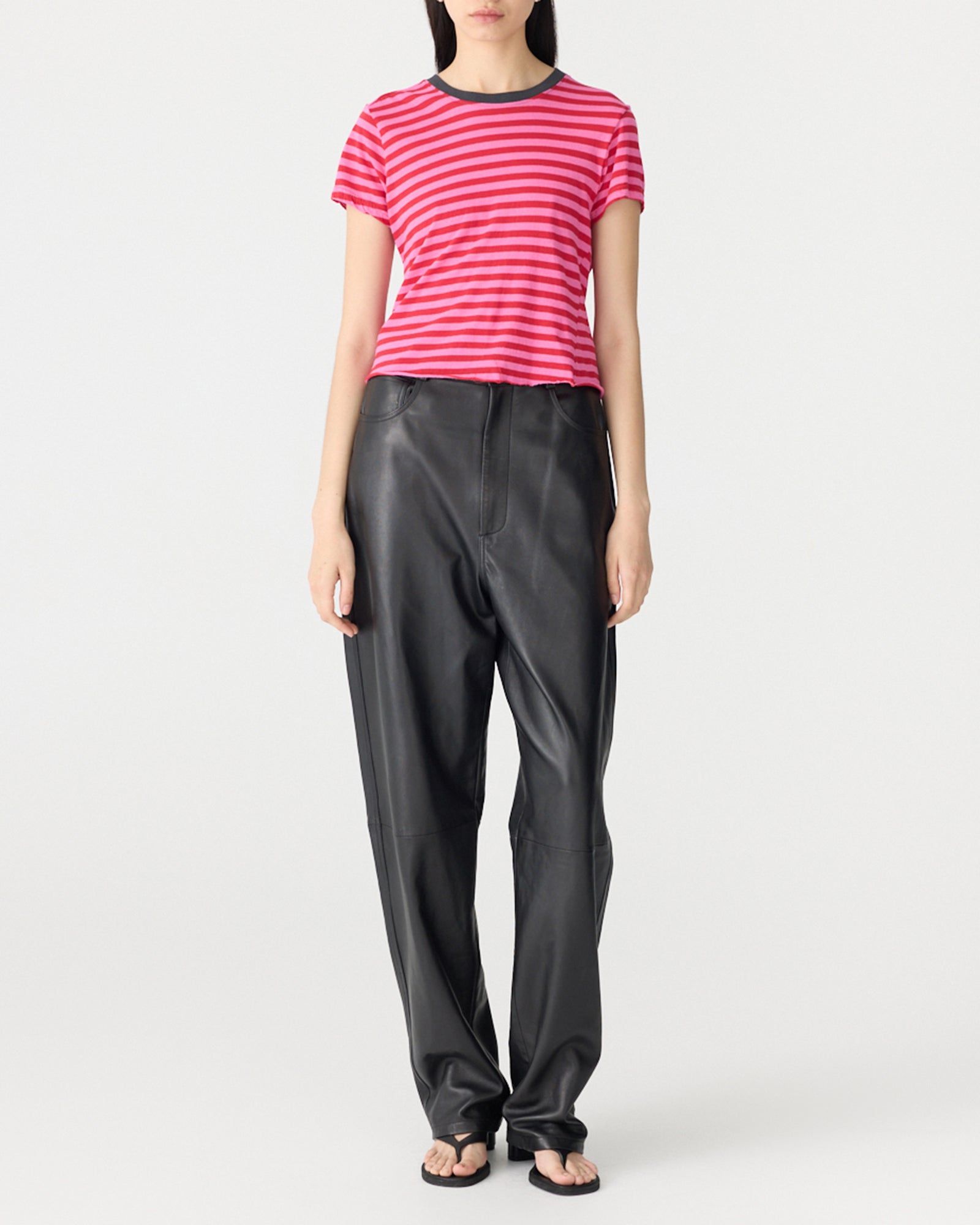 Stripe Raw Edge Baby Tee Bassike