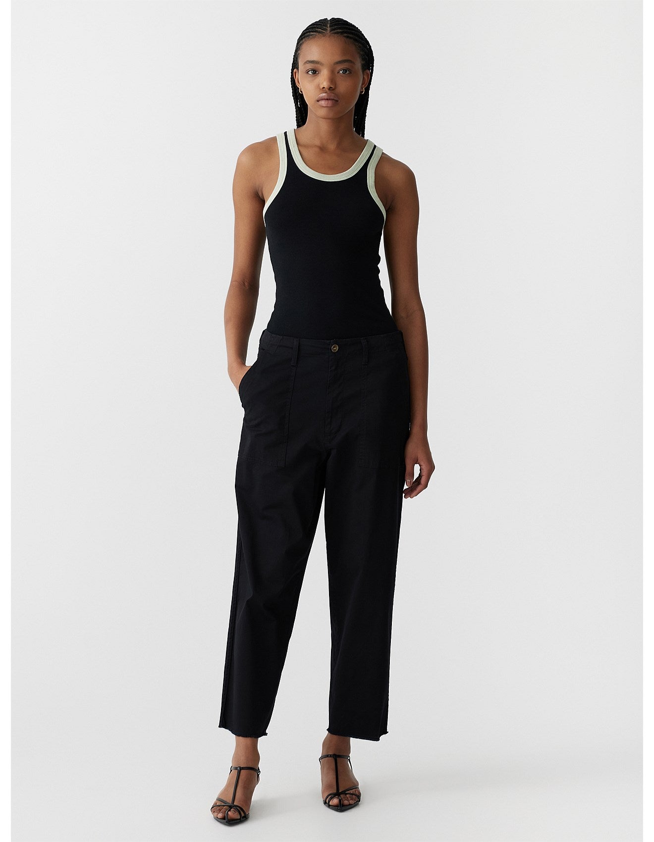 stretch cotton relaxed pant black