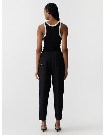 stretch cotton relaxed pant black