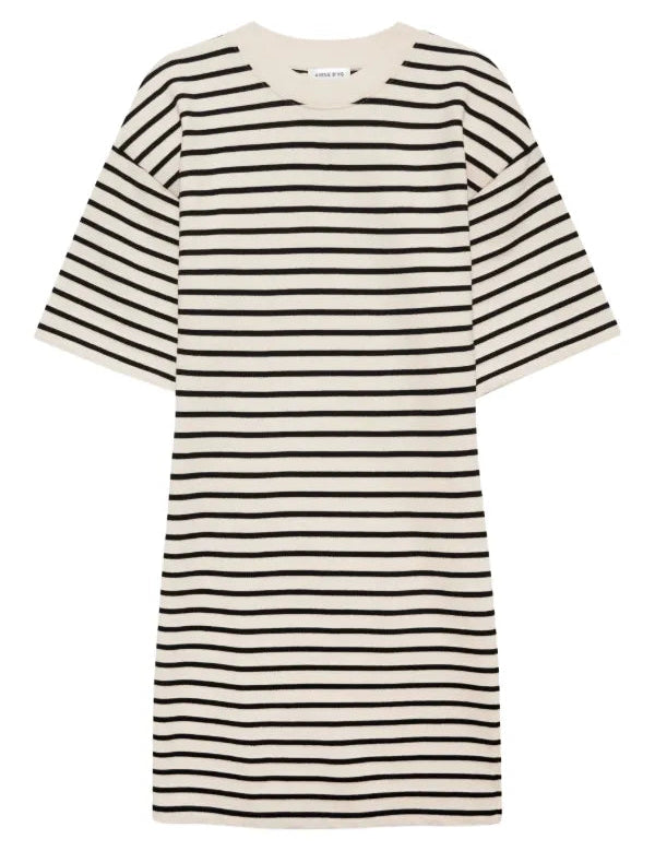 Mona Dress in Black Stripe French Terry Anine Bing
