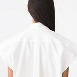 Crushed Cotton Sleeveless Shirt in White