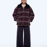 Winnie 1/4 Zip in Burgundy Check