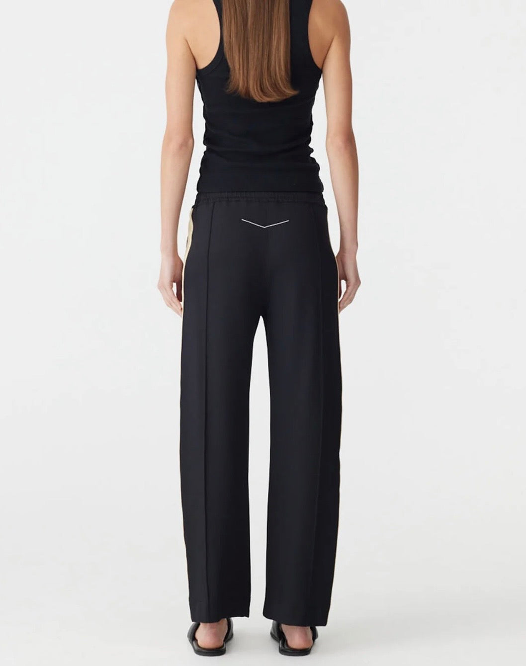 Twill Stripe Detail Pant Black/Yellow BASSIKE