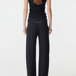Twill Stripe Detail Pant Black/Yellow BASSIKE
